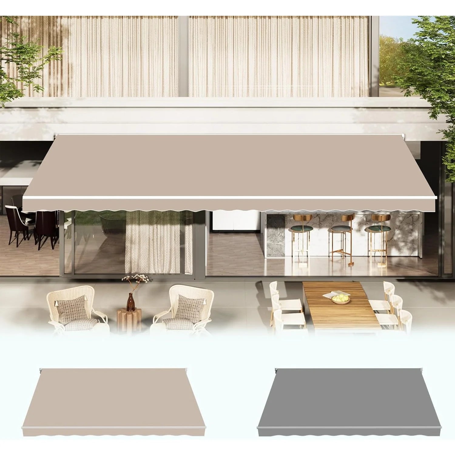 AECOJOY Retractable Awning Replacement, Sunshade Canopy for Patio Outdoor Awning (Without Frame), 280g/㎡ Polyester Fabric Cover