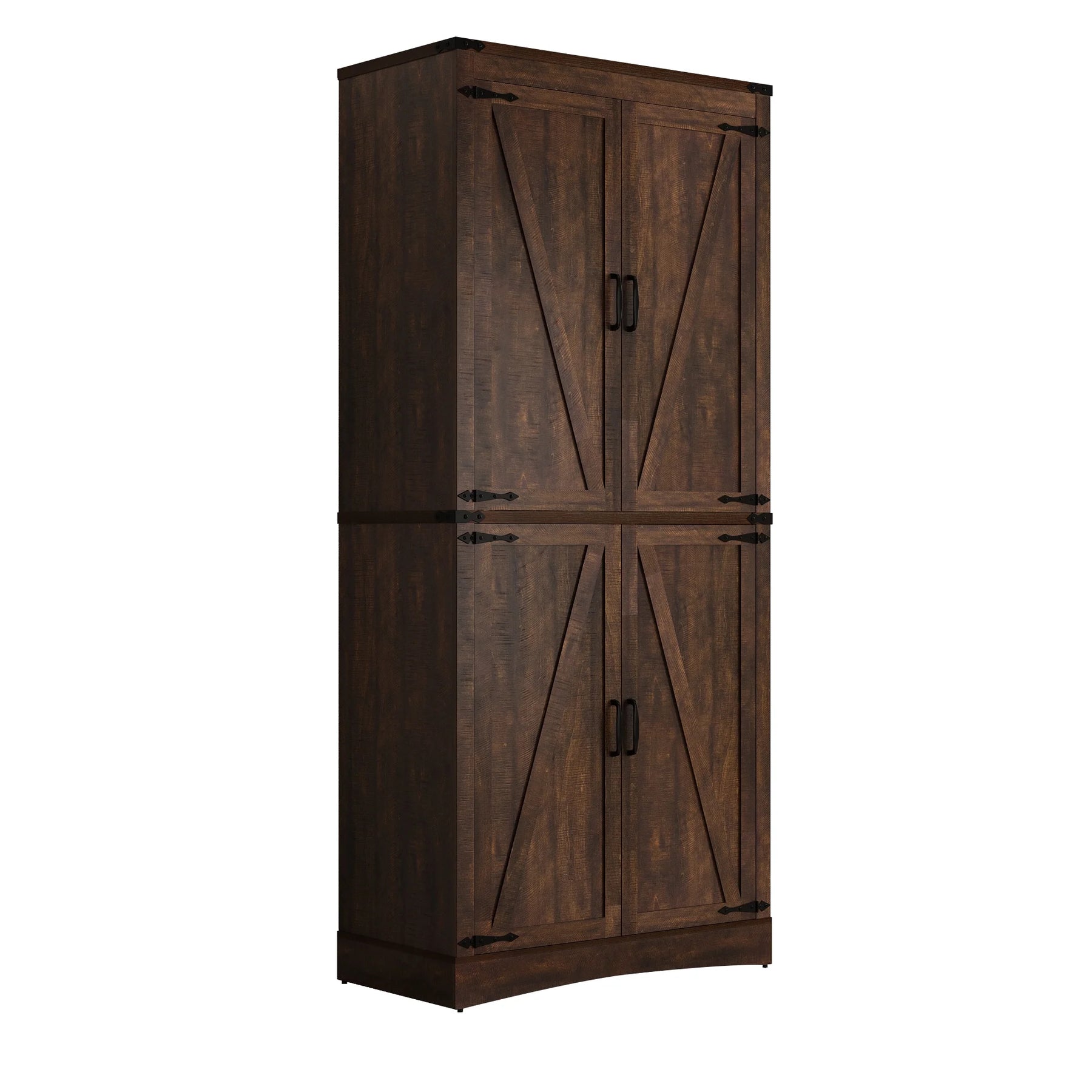 71" Tall Farmhouse Kitchen Pantry Cabinet, 5 Layers Storage Cabinet with Adjustable Shelves, Farmhouse Pantry Cabinet with 4 Barn Doors