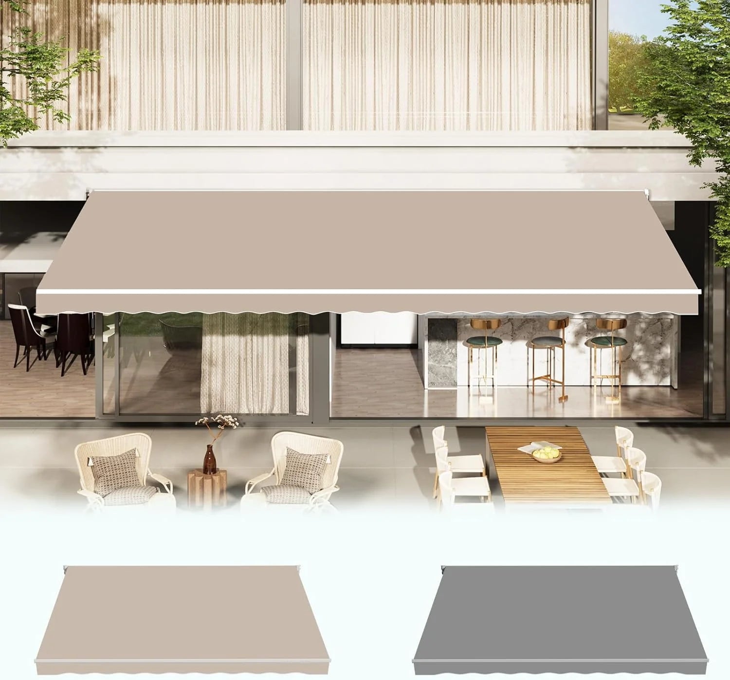 AECOJOY Retractable Awning Replacement, Sunshade Canopy for Patio Outdoor Awning (Without Frame), 280g/㎡ Polyester Fabric Cover