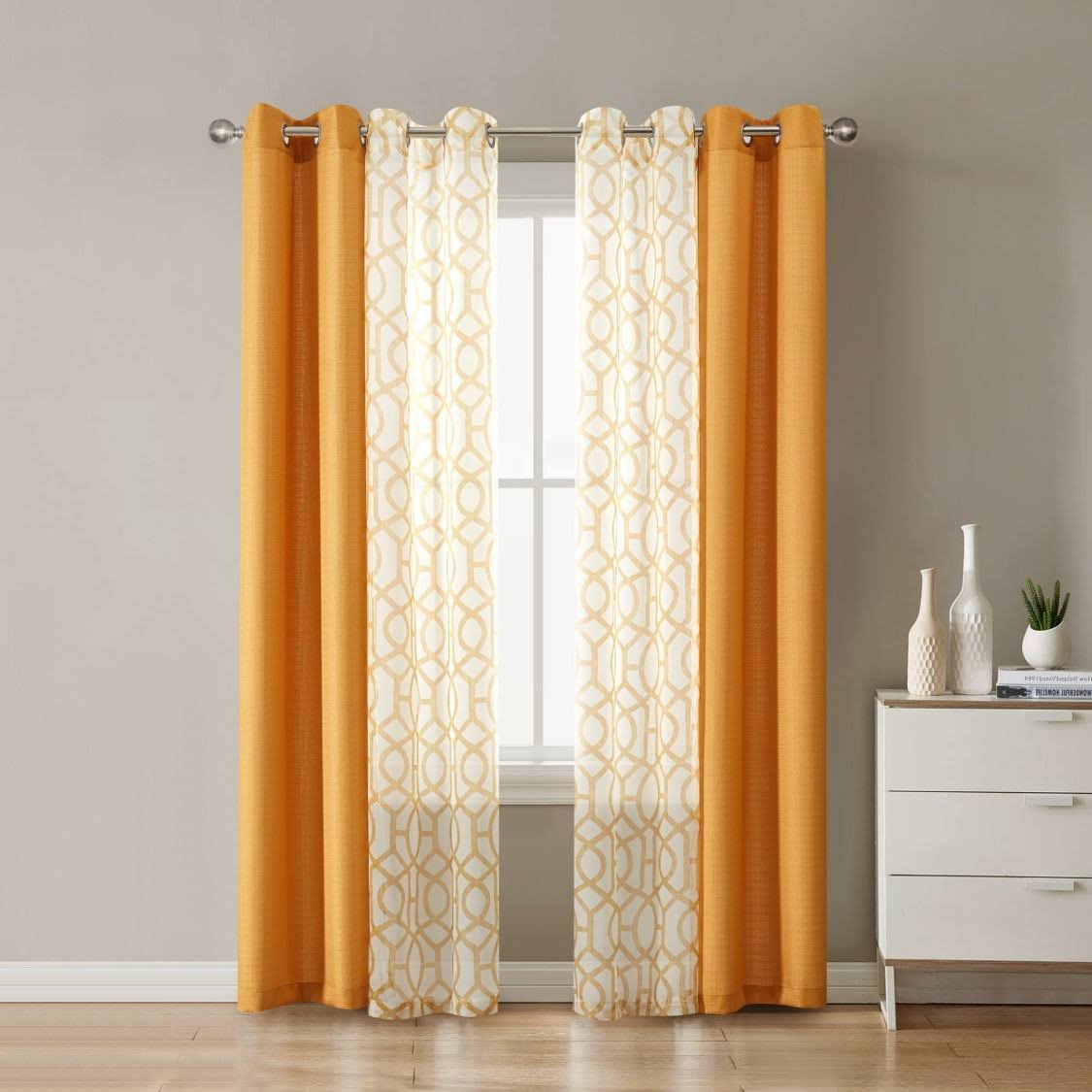 Mainstays Kingswood 4 Piece Window Curtain Set, Brown