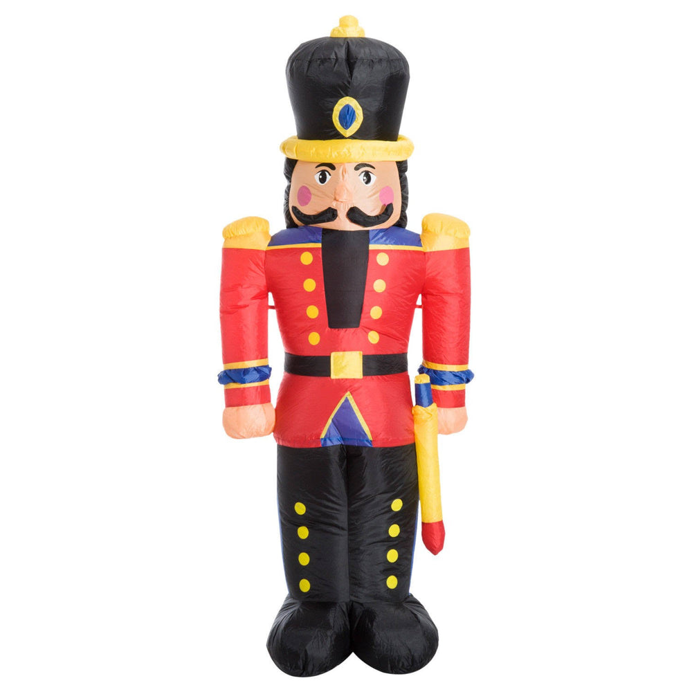 HOMCOM Inflatable Christmas Outdoor Lighted Yard Decoration, Nutracker Toy Soldier, 6' Tall, Black