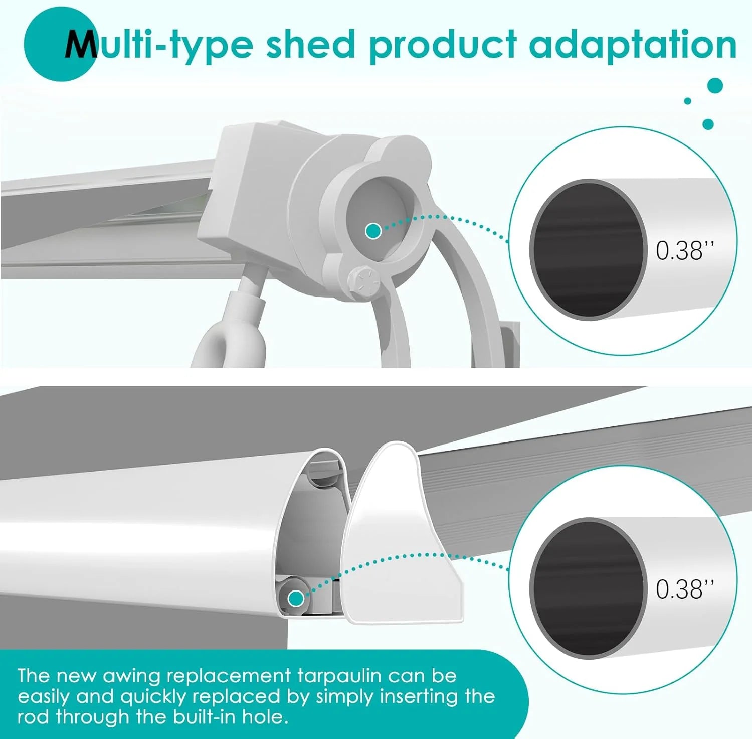 AECOJOY Retractable Awning Replacement, Sunshade Canopy for Patio Outdoor Awning (Without Frame), 280g/㎡ Polyester Fabric Cover