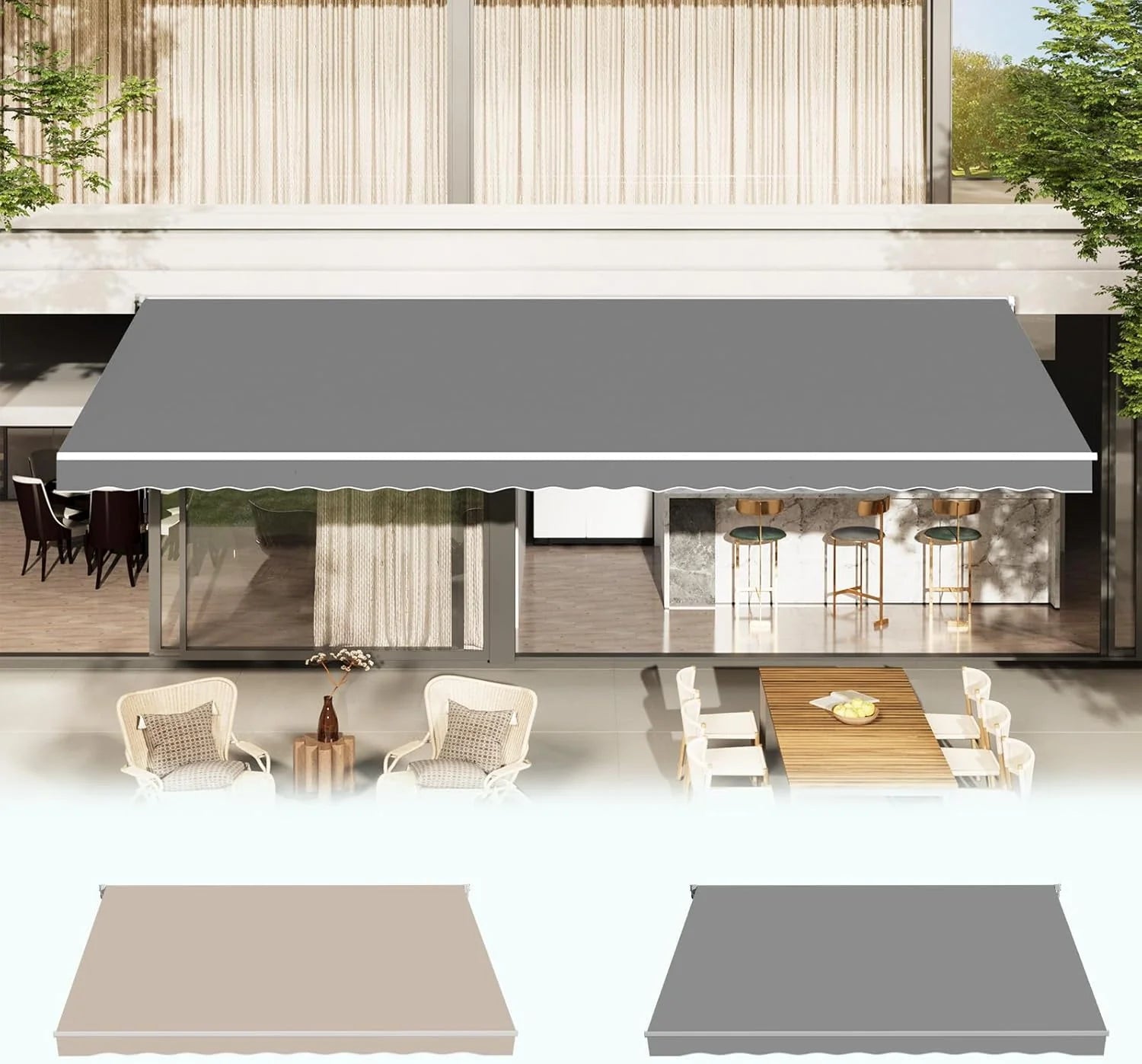 AECOJOY Retractable Awning Replacement, Sunshade Canopy for Patio Outdoor Awning (Without Frame), 280g/㎡ Polyester Fabric Cover